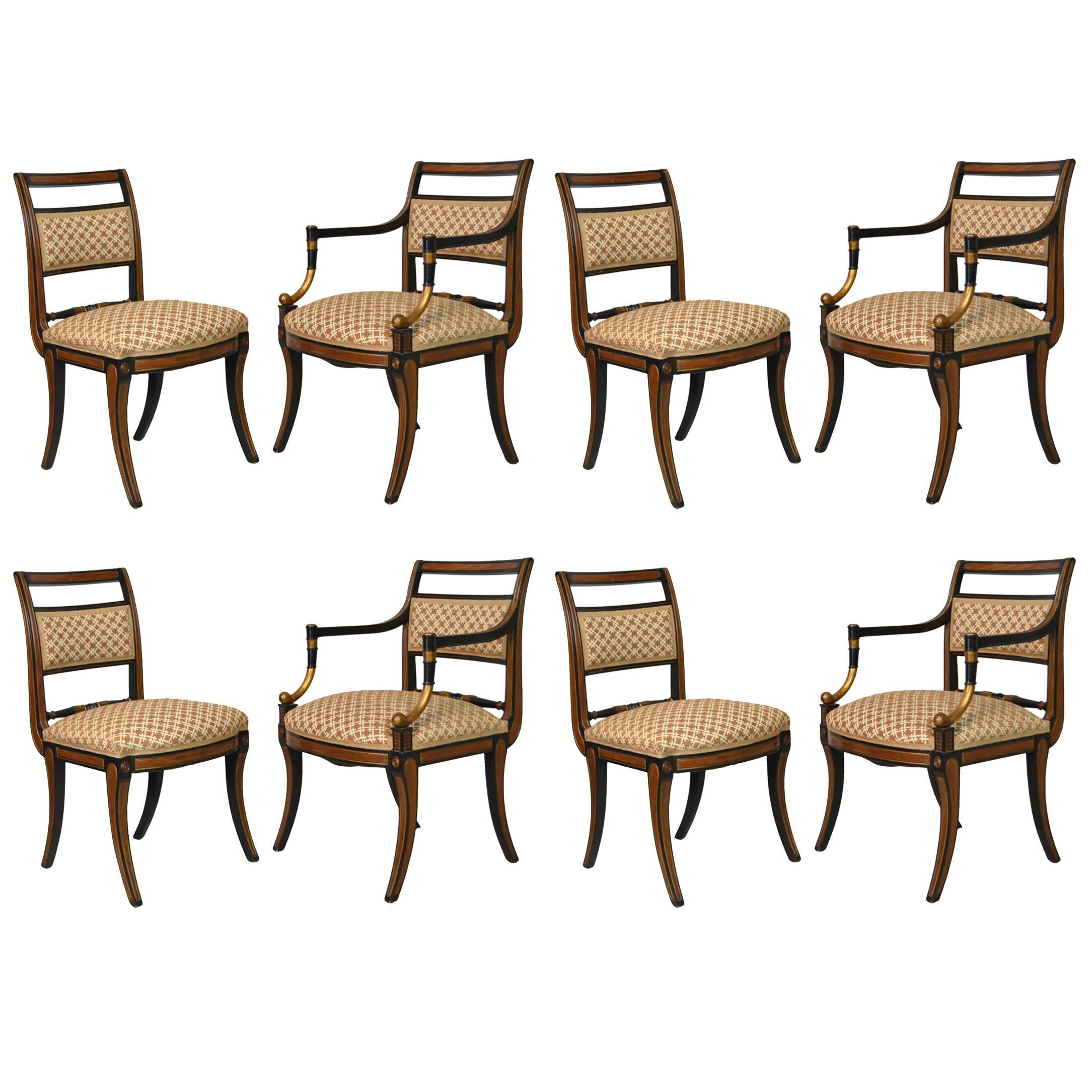 Set of Eight Regency Style Dining Chairs, Parish Hadley, circa 1976