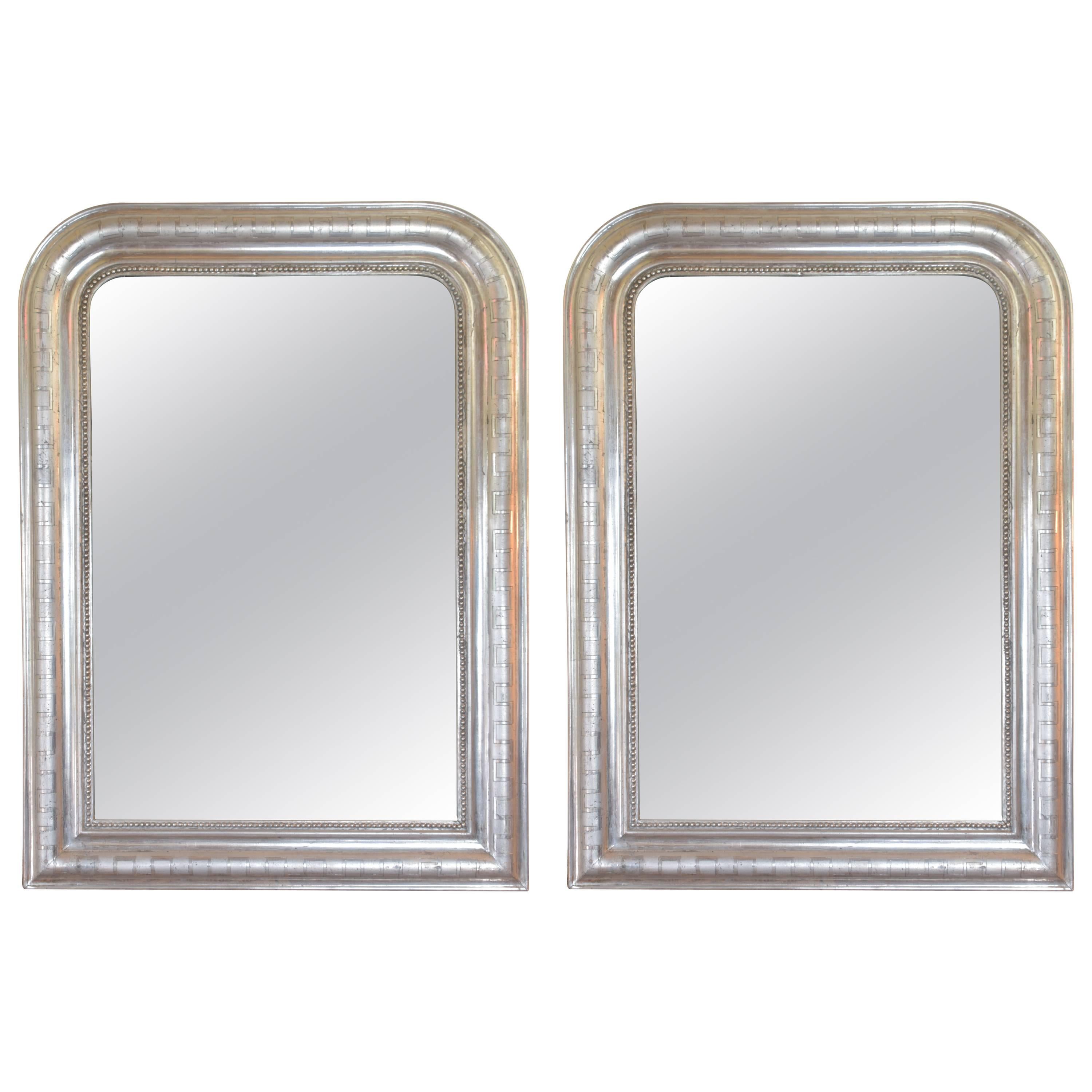 Near Pair of Silver Louis Phillippe Mirrors