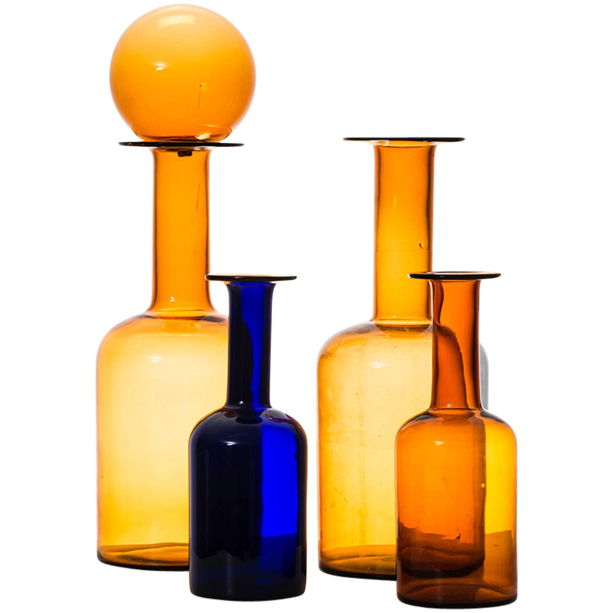 Otto Brauer Glass Vases Produced by Kastrup Holmegaard in Denmark