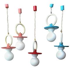 Set of Five Art Deco Baby Lamps, Pacifier Form