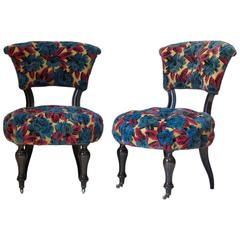 Pair of Napoleon III Ebonized Slipper Chairs, France, circa 1880s