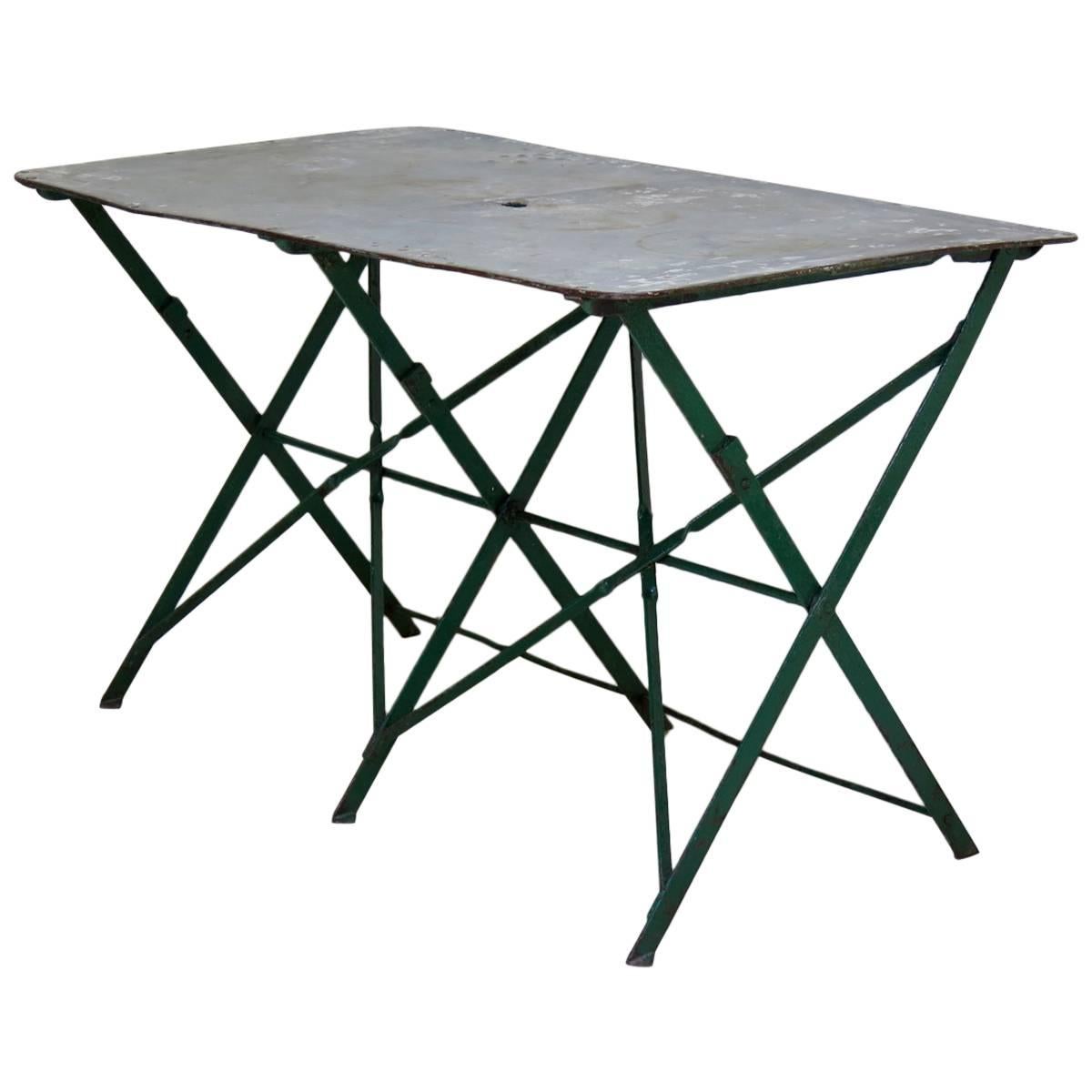 French Folding Zinc Top Iron Table, circa 1920s