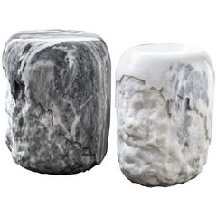 Marble Worked Stool in Carrara Marble 9