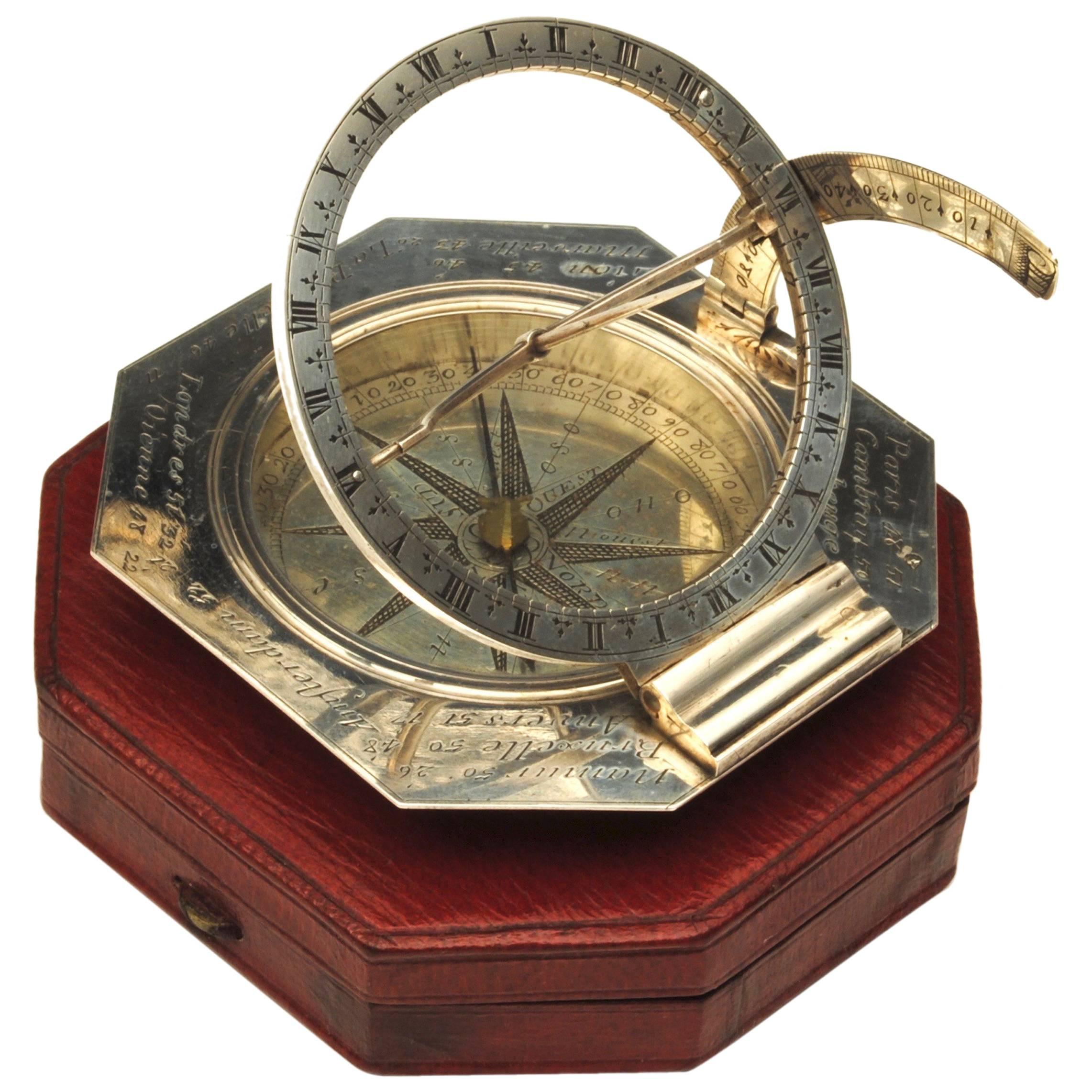 Rare 18th Century French Silver Sundial