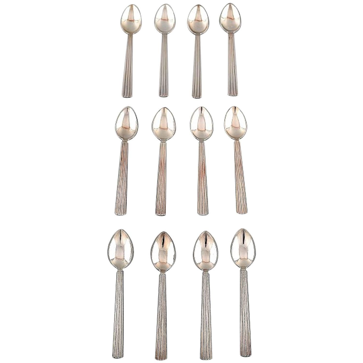 Georg Jensen Sterling Silver 'Bernadotte' 10 Mocha Spoons #035