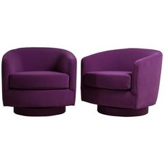 Pair of Milo Baughman Designed Swivel Rocking Tub Chairs