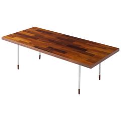 Danish Coffee Table in Rosewood and Stainless Steel