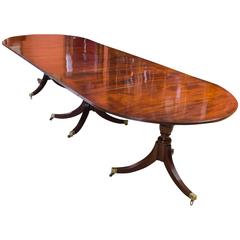 Antique Regency Three Pillar Dining Table, circa 1900