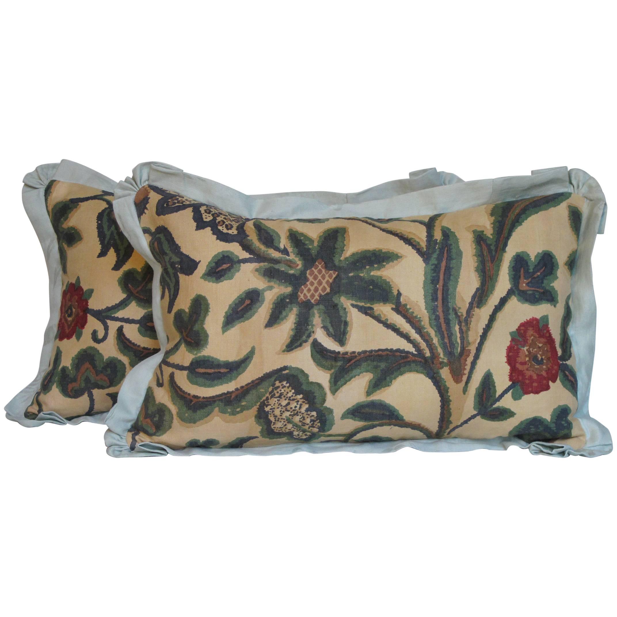 Vintage French Printed Linen Pillows by Mary Jane McCarty