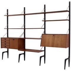 Modular Mid-Century Wébé Teak Wall Unit Designed by Louis Van Teeffelen