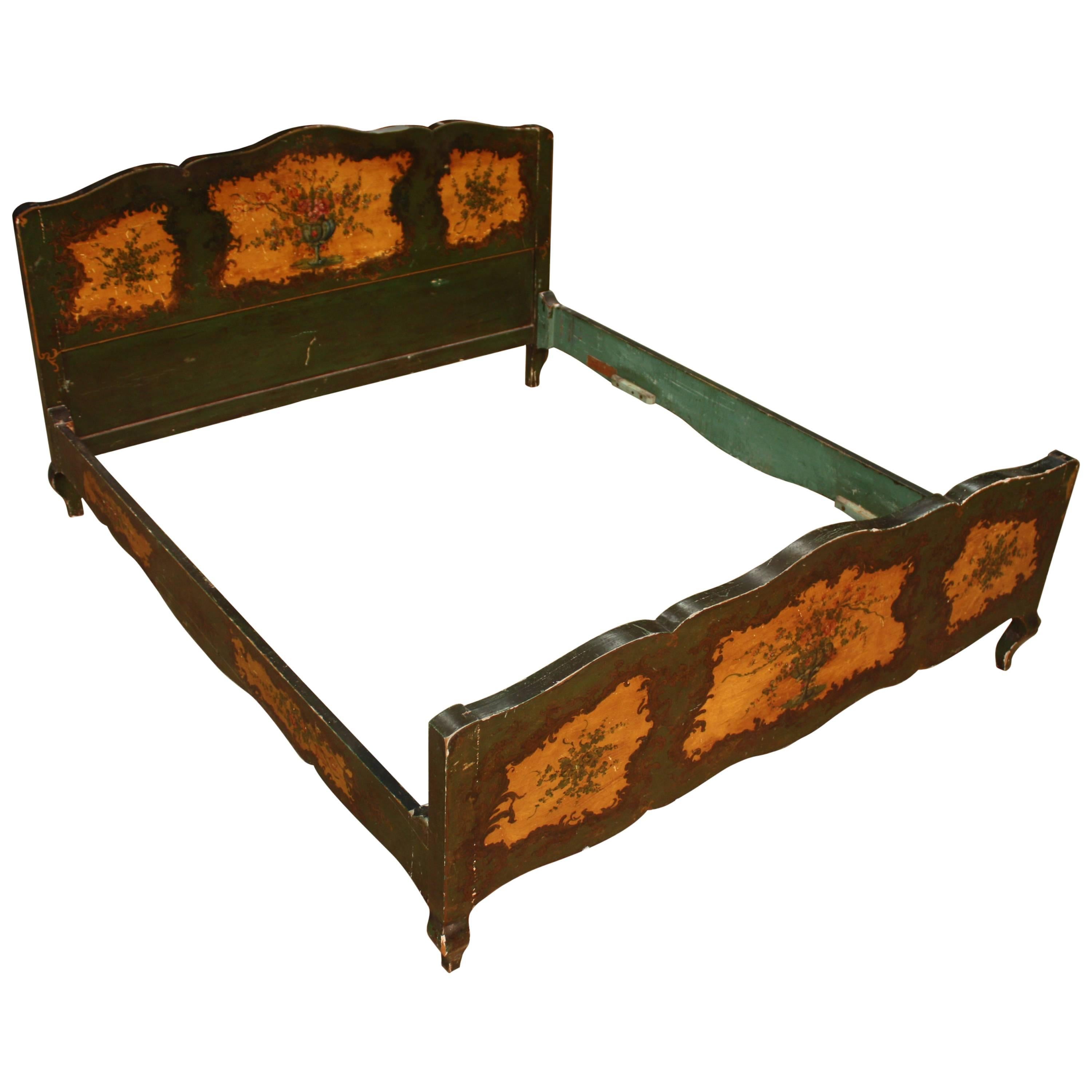 20th Century Venetian Lacquered and Gilded Bed