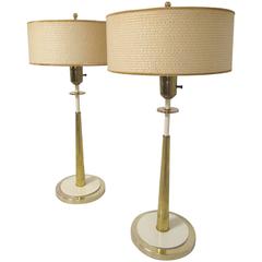Pair of Hollywood Regency Brass Table Lamps in Manner of Tommi Parzinger