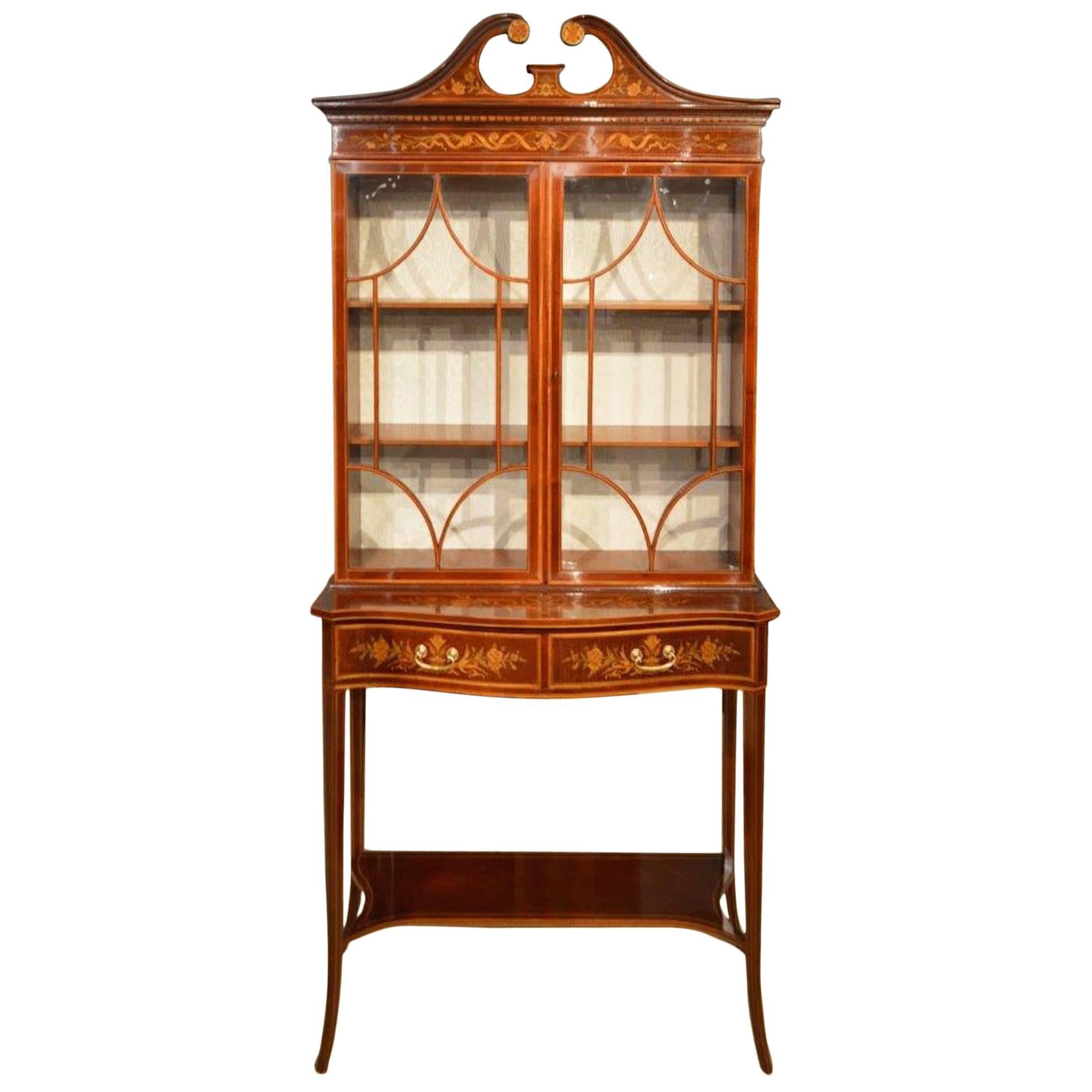 Edwardian Period Mahogany Inlaid Cabinet on Stand by Edwards & Roberts