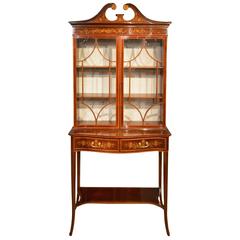 Edwardian Period Mahogany Inlaid Cabinet on Stand by Edwards & Roberts