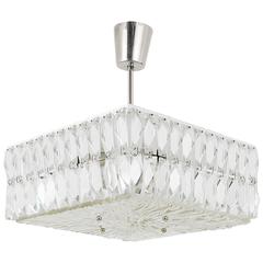 Square Bakalowits Modernist Chandelier with Faceted Crystals, Austria, 1960s 5