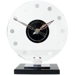 Vintage Beautiful Art Deco Mantel Clock with Glass Clocks Face, Germany, 1930s