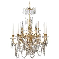 Antique Late 19th Century French Gilt Bronze and Crystal Chandelier