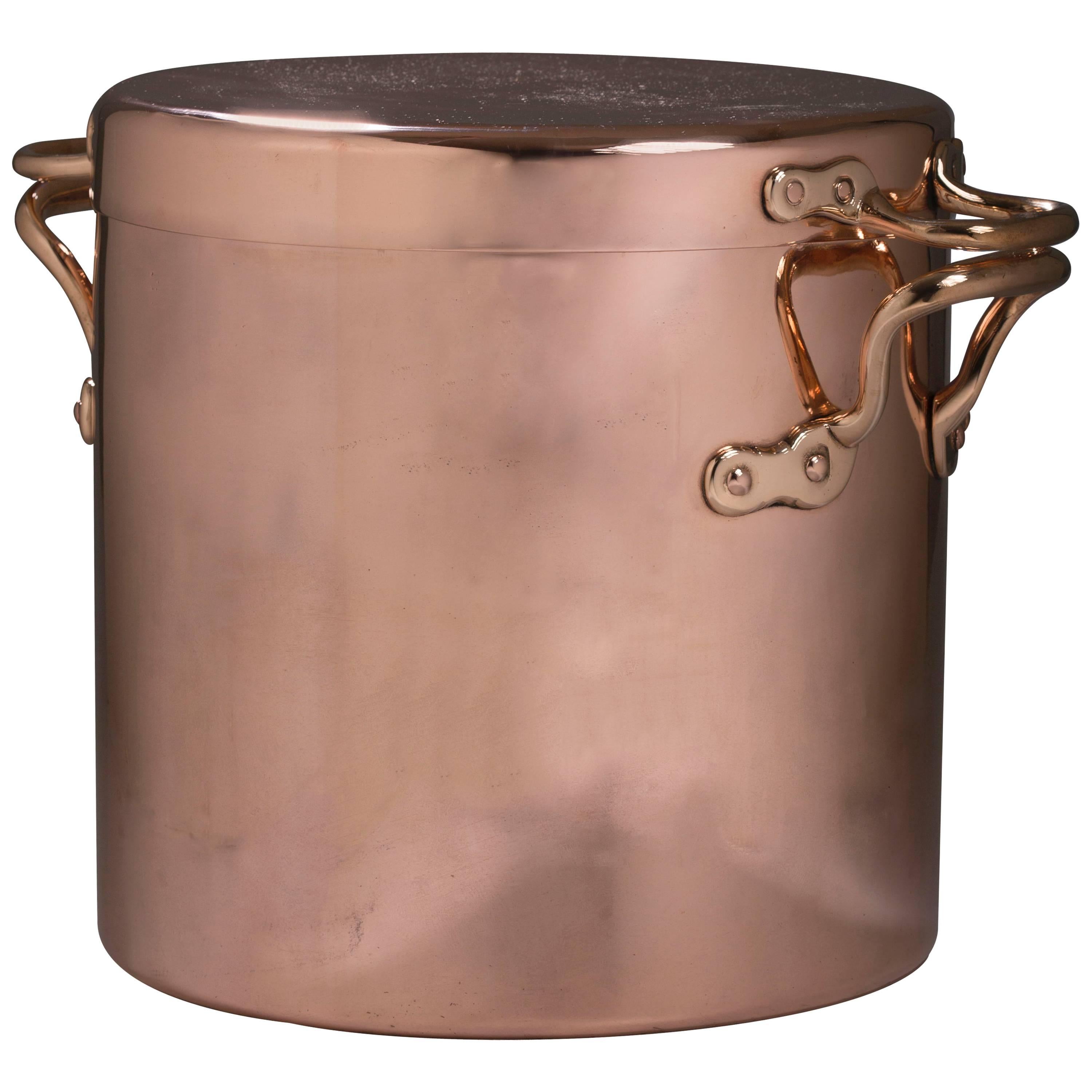 English Copper Cooking Kitchen Stock Pot with Lid, 19th Century For Sale