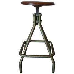 French Vintage Industrial Adjustable Stool, 1950s