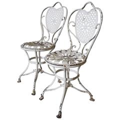French Wrought Iron Garden Chairs, 1890s, Set of Two