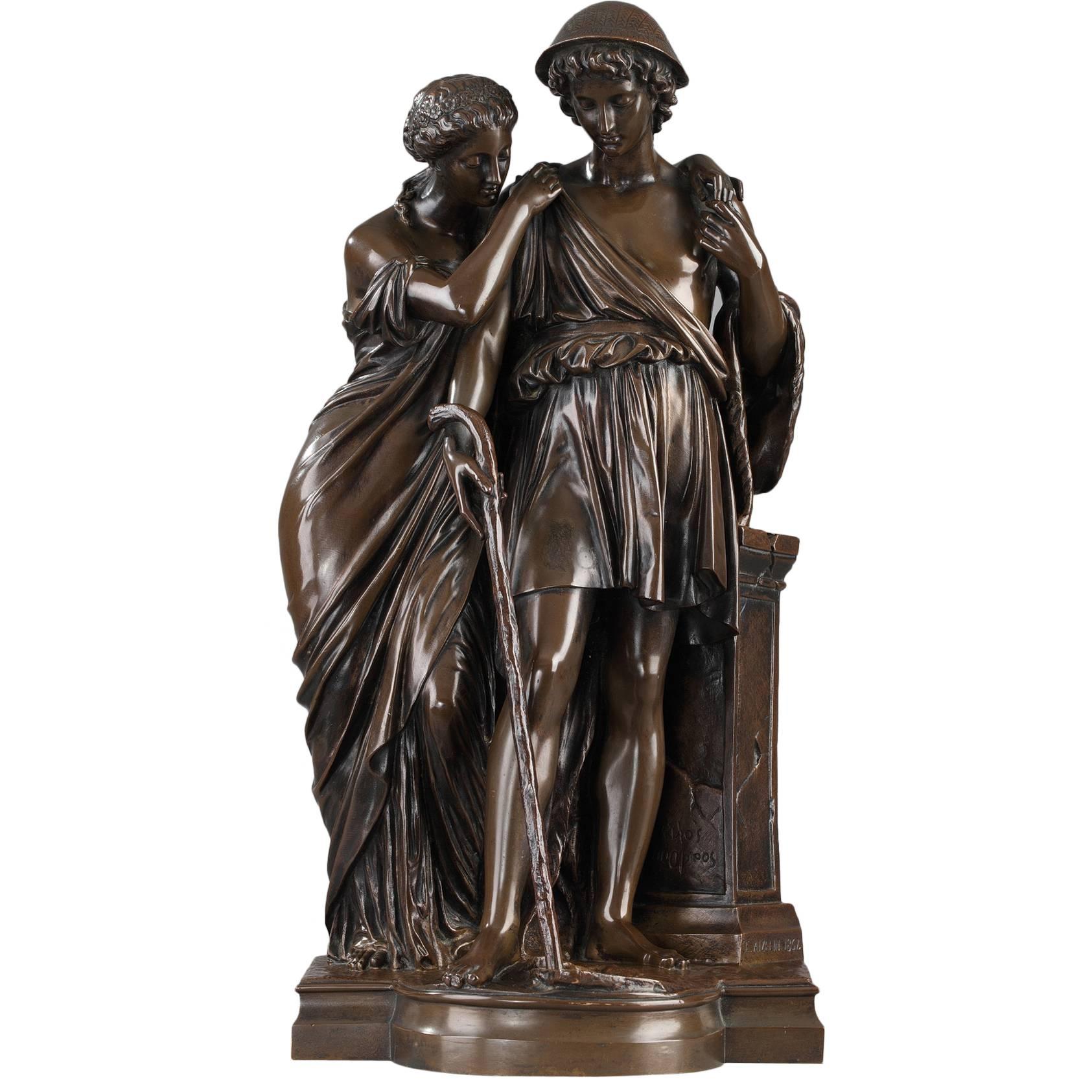 "Bergers d'Arcadie" Bronze by Eugene-Antoine Aizelin, '1821-1902'