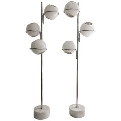 Reggiani Pair of Three Globe Floor Lamps, 1970s