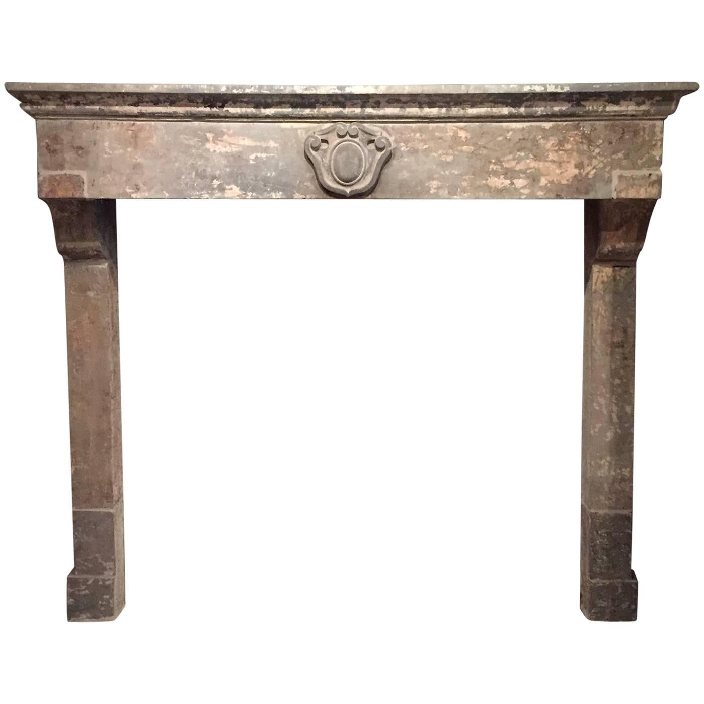 Antique Umbrian Mantel with Crest For Sale