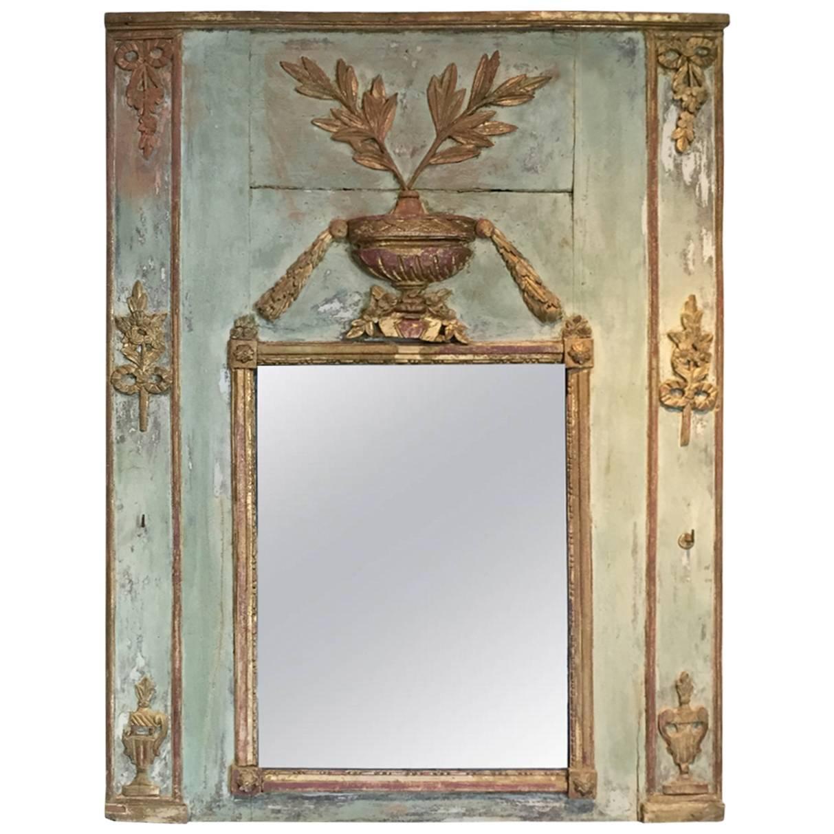 Antique Louis XVI Gold Trumeau Mirror For Sale at 1stdibs
