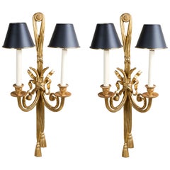 Great Pair of Gilt-Bronze Louis XVI Style Sconces