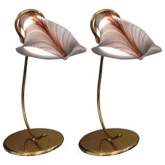 Pair of Murano Glass Shade Table Lamps