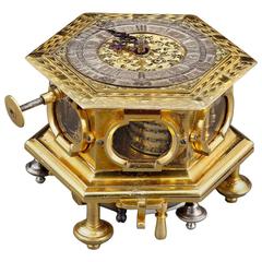 Antique German Hexagonal Table Clock