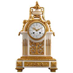 Antique Marble and Doré Bronze Mantel Clock