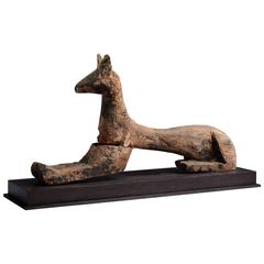 Ancient Egyptian Wooden Carving of Anubis as a Jackal, 700 BC