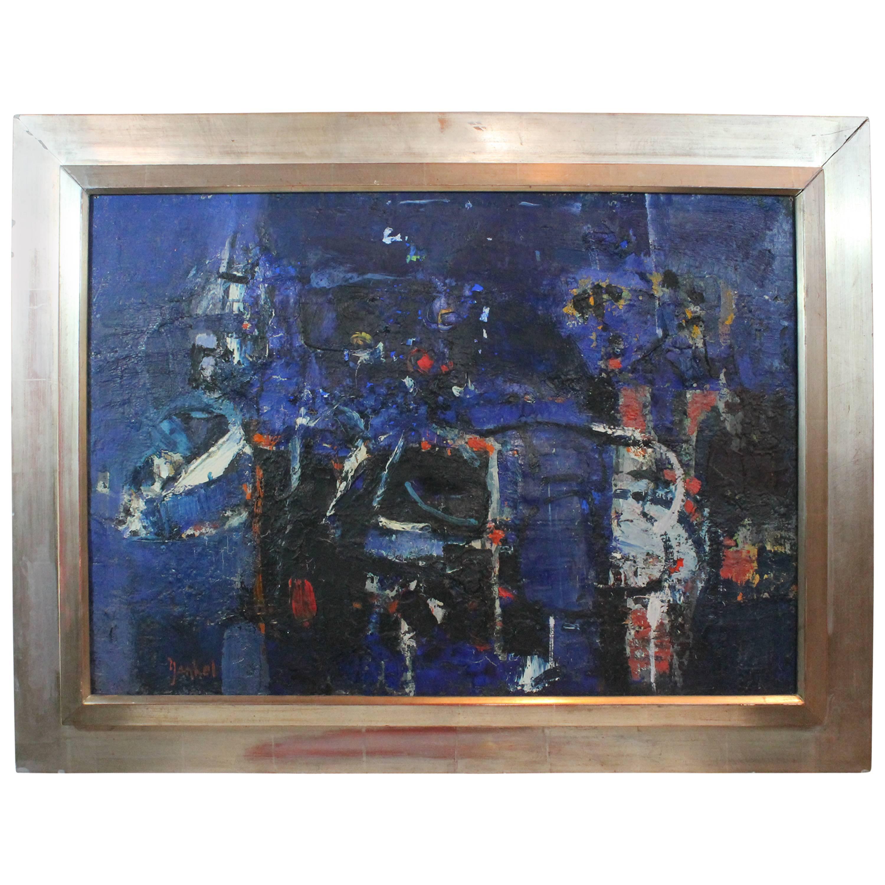 French Abstract Expressionist Oil on Canvas by Jacques Yankel