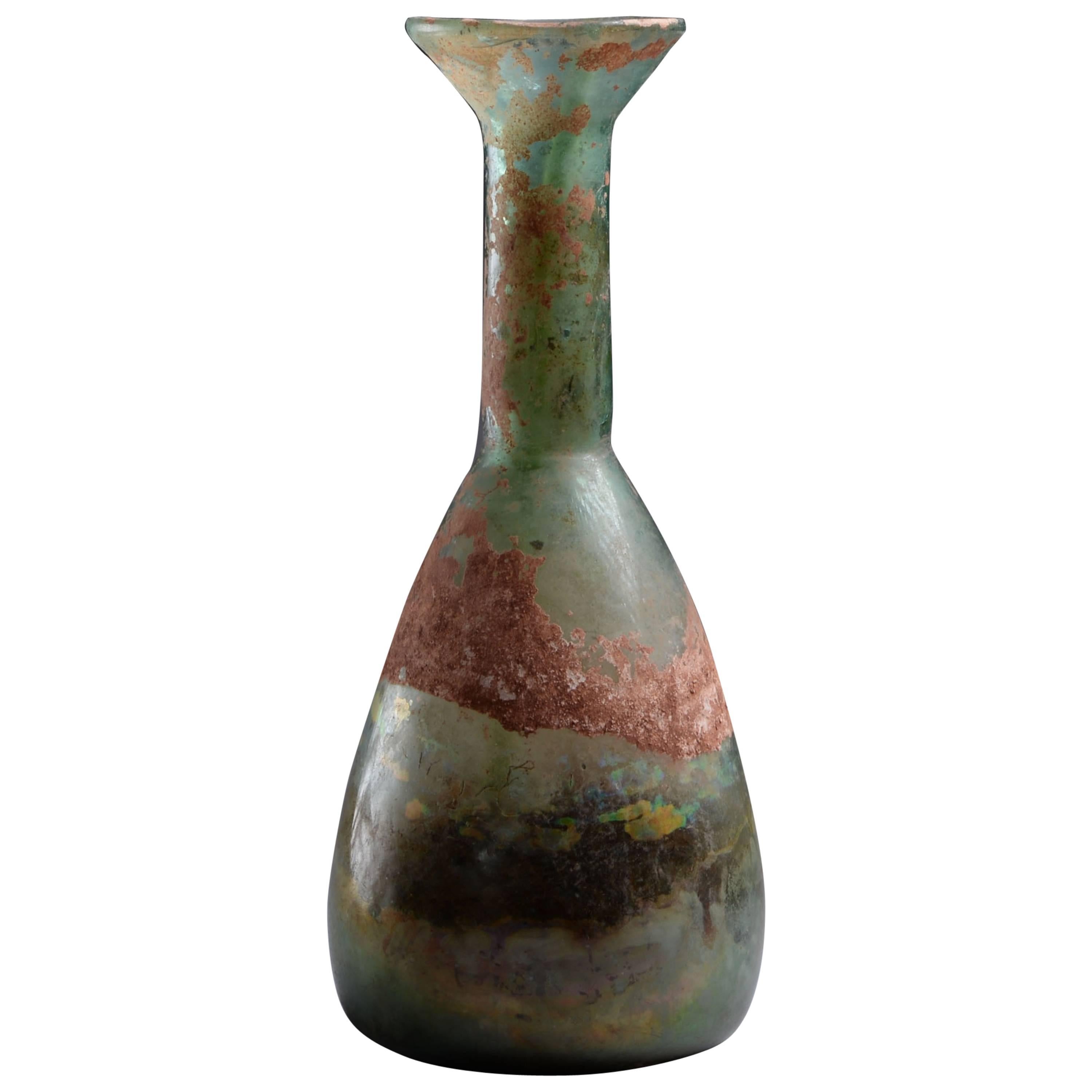 Ancient Roman Glass Bottle, 250 AD
