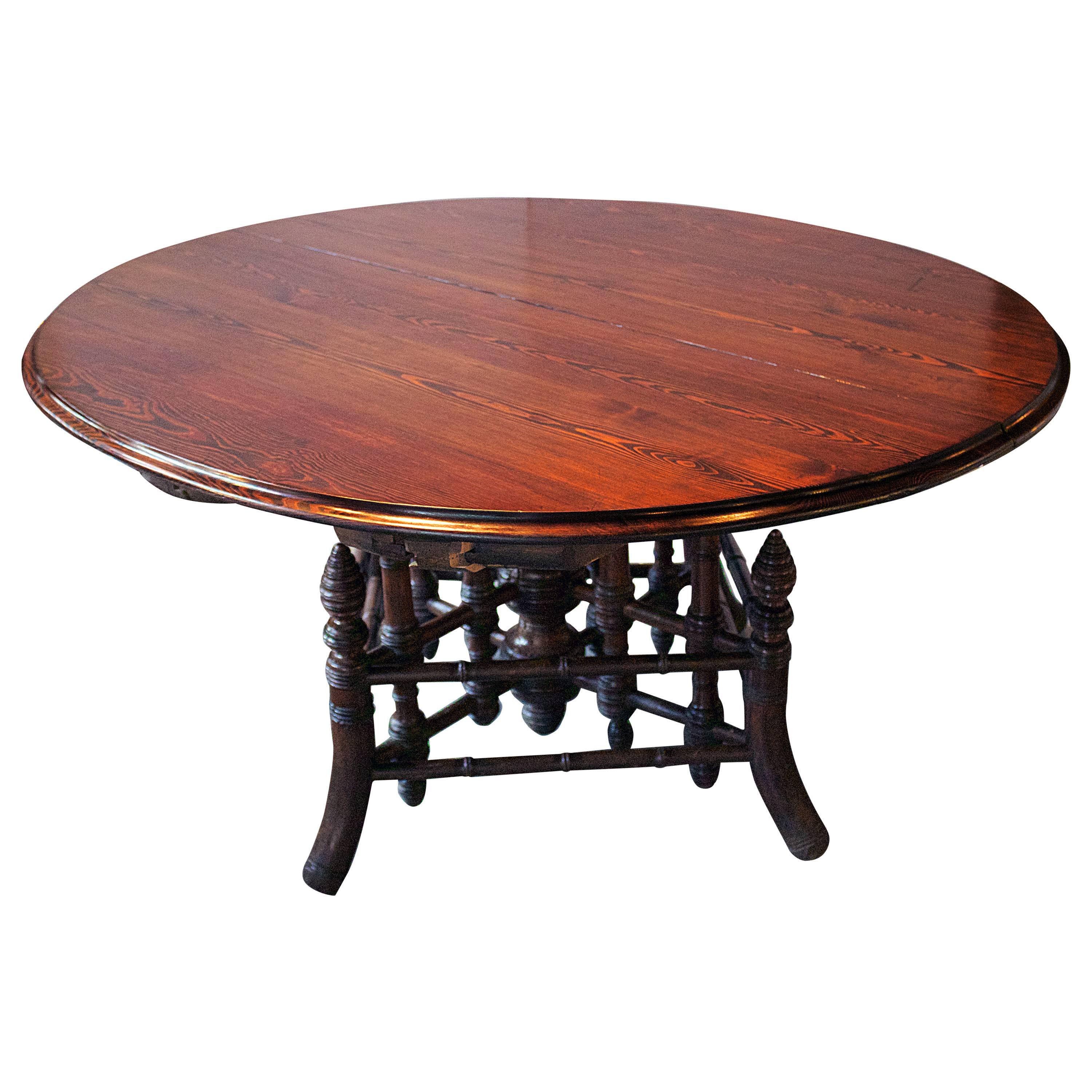 19th Century French Near Round Table with Bamboo Style Feet For Sale