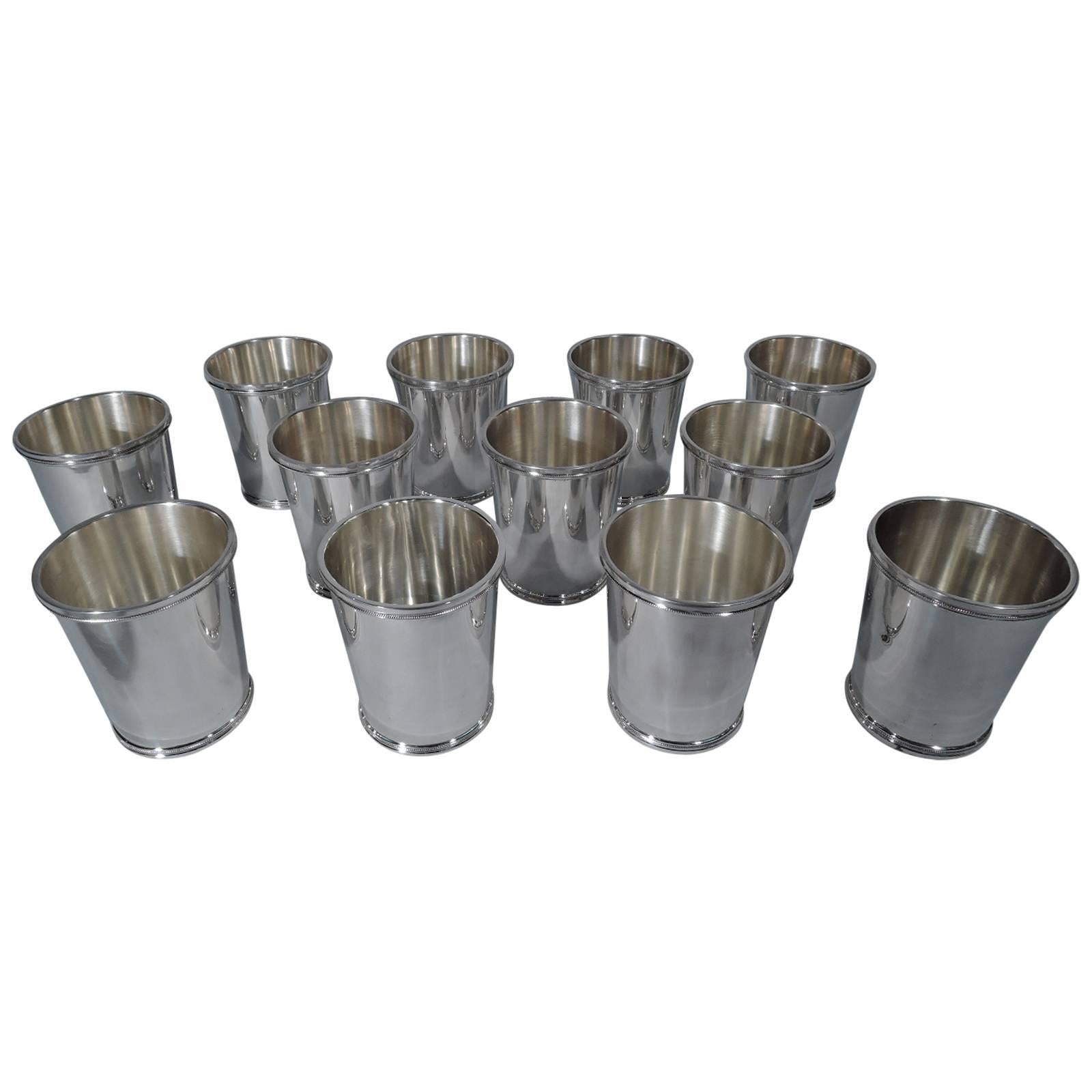 Set of 12 American Sterling Silver Mint Julep Cups