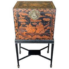 English Chinoiserie Box on a Later Stand, 19th Century