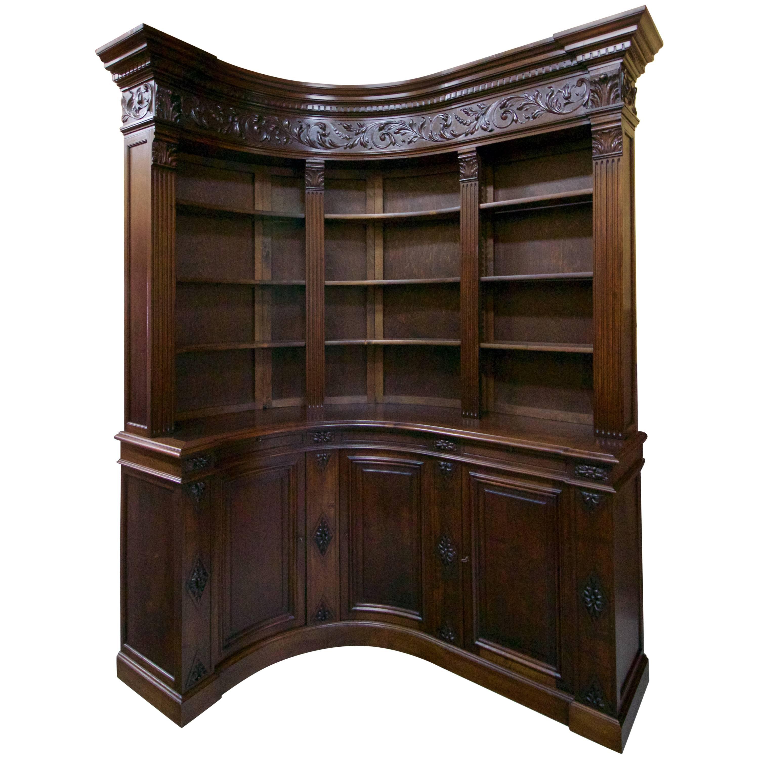 End of 19th Century French Walnut Corner Library