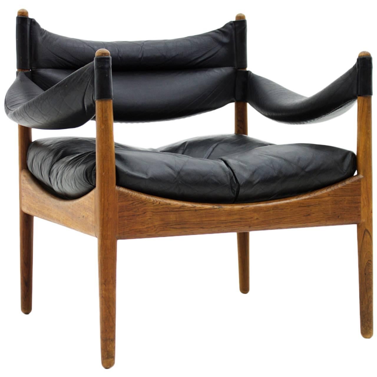 Rosewood and Leather Easy Chair by Kristian Vedel, Denmark, 1963