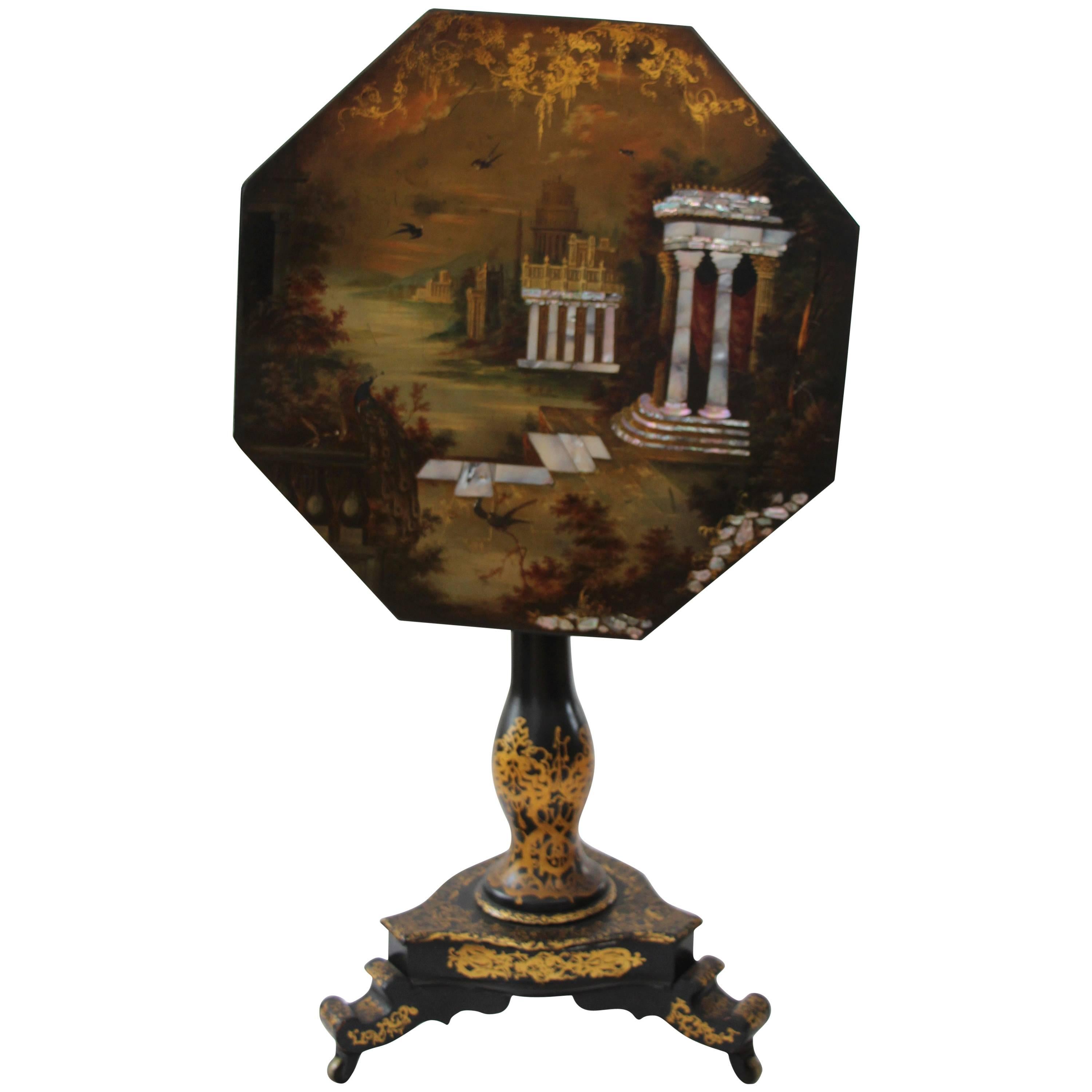 Victorian Lacquered Tilt-Top Table For Sale