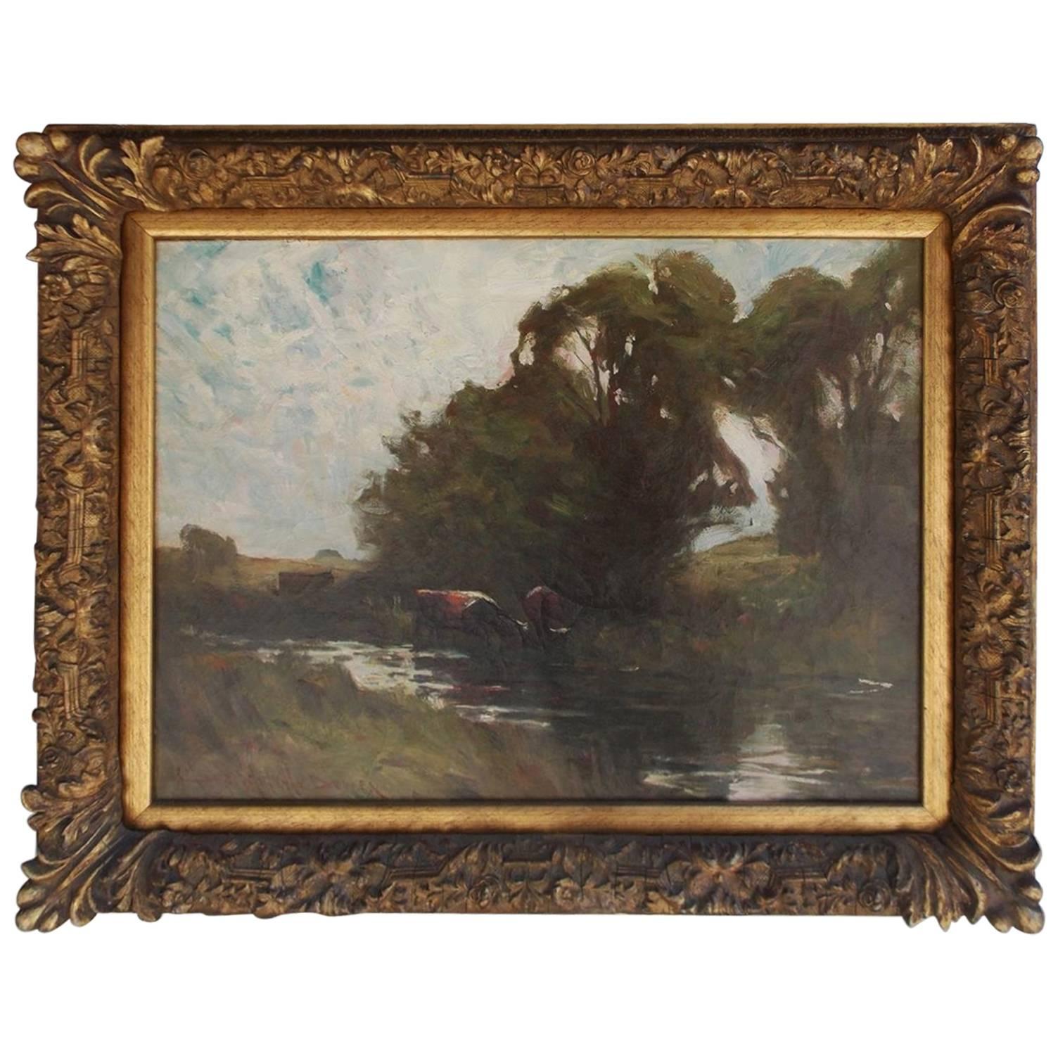 American Oil on Canvas Landscape, Charles Melville Dewey, Circa 1880