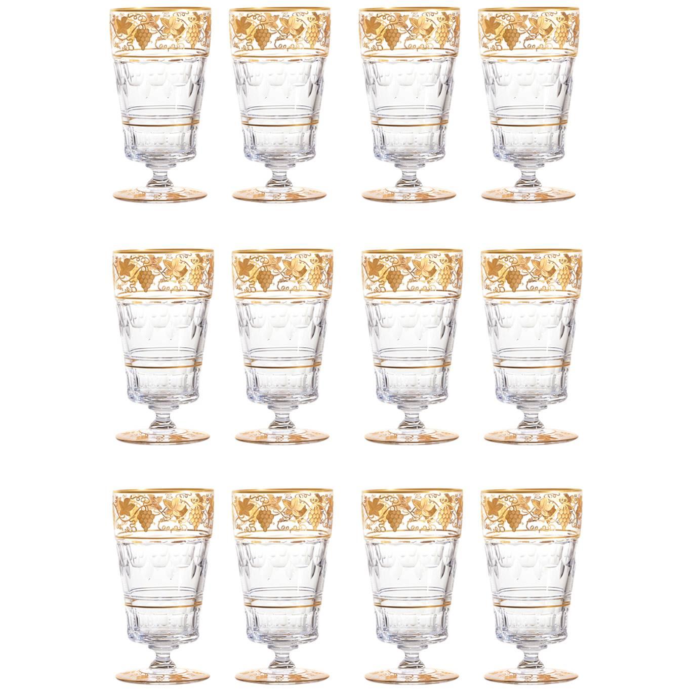 12 Val St. Lambert “Pampre D'Or” Oversized Tumblers