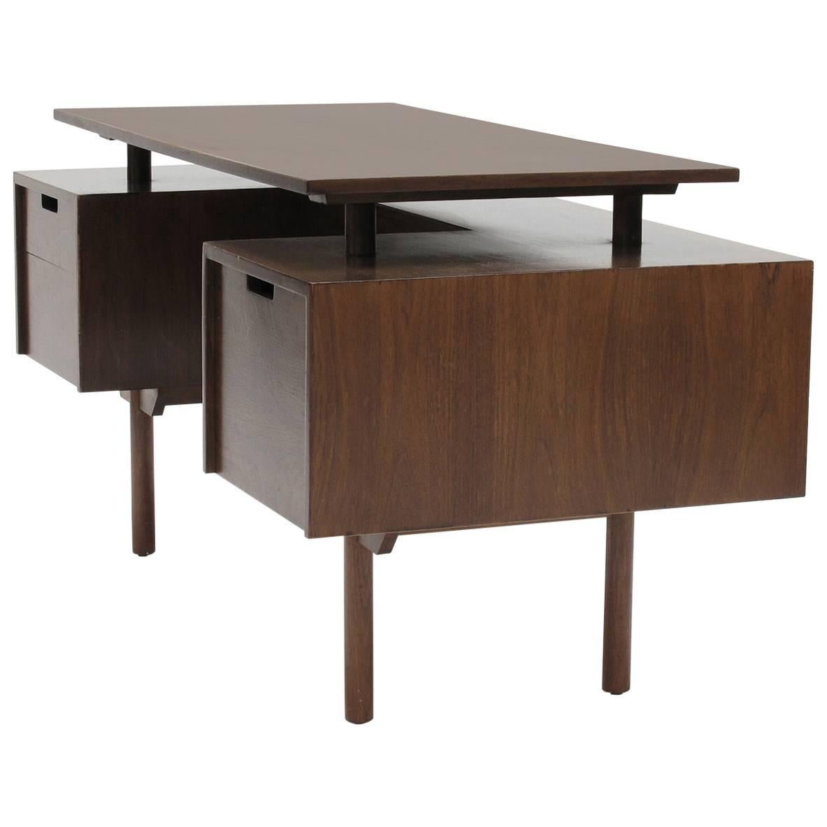 Milo Baughman Executive Desk with Floating Top, Glenn of California, 1950s For Sale