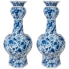 Pair Blue and White Delft Vases