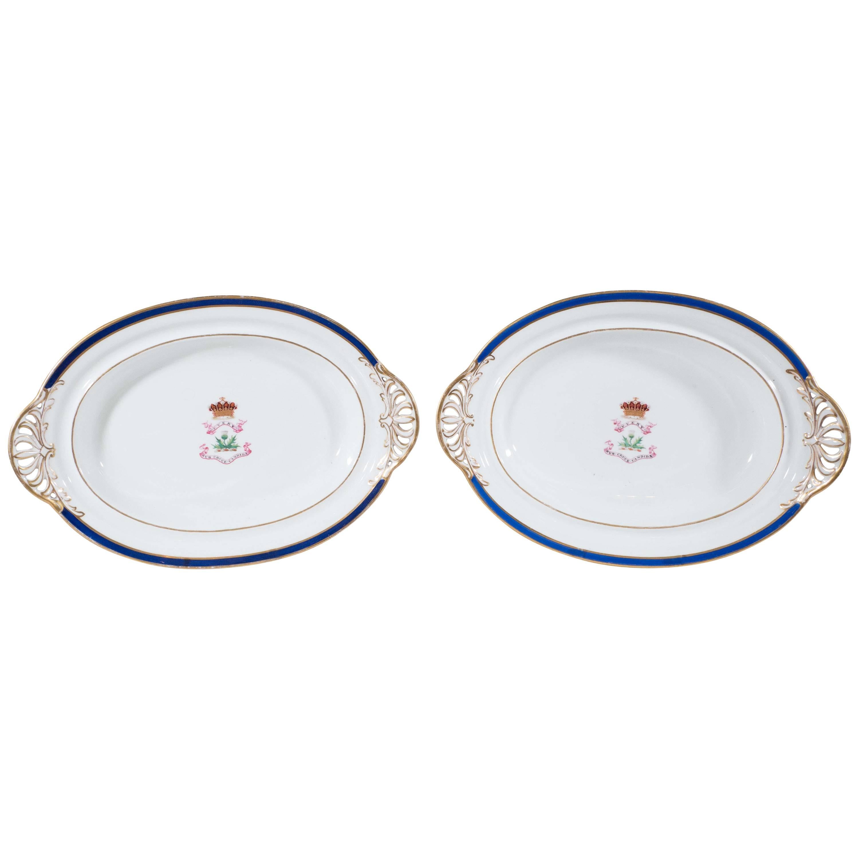 Antique Irish Armorial Dishes with the Arms of the Family of Perceval circa 1870