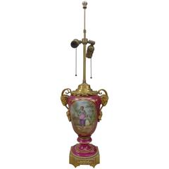 Porcelain Hand-Painted Lamp with Bronze Mounts