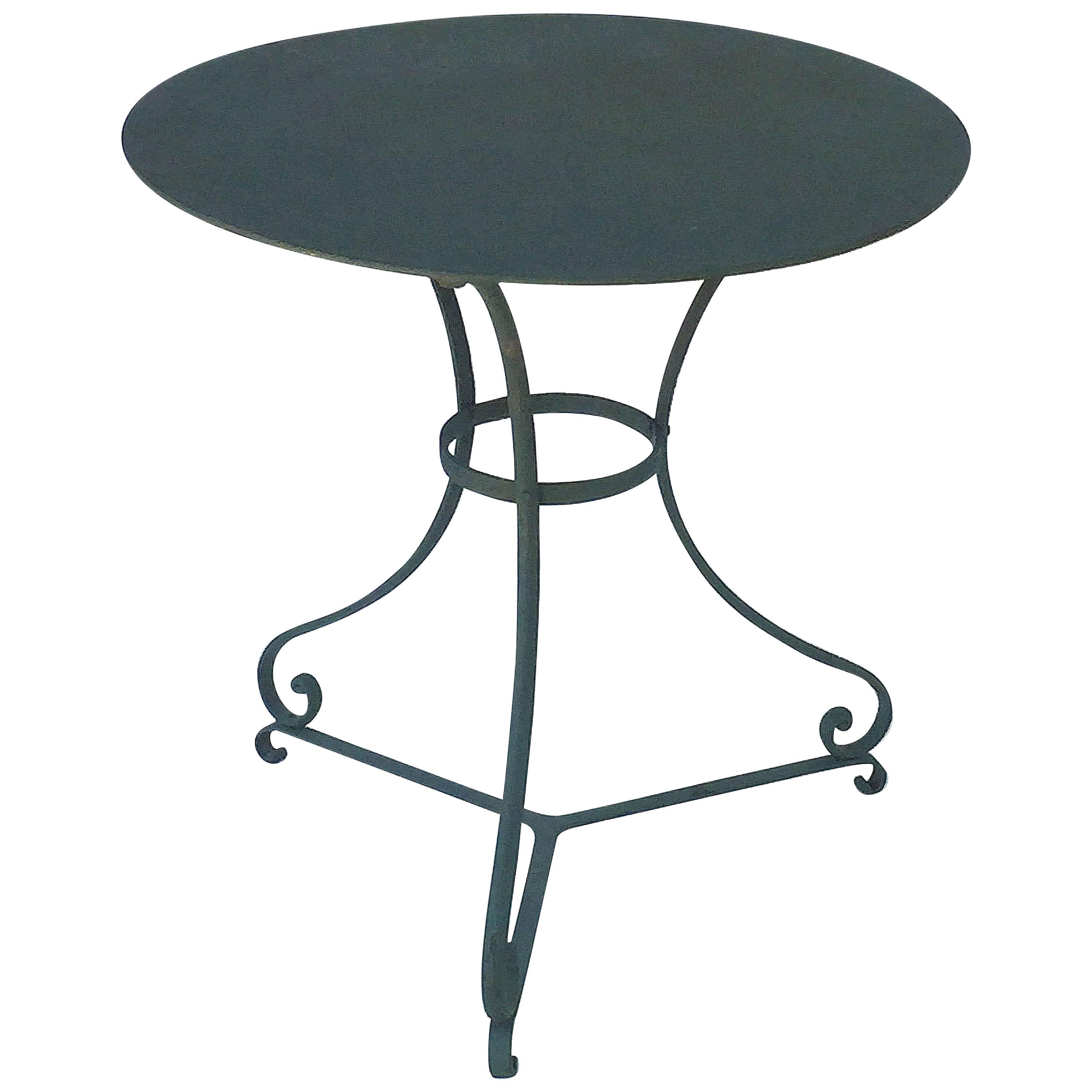 French Green-Painted Round Café or Bistro Pub Table