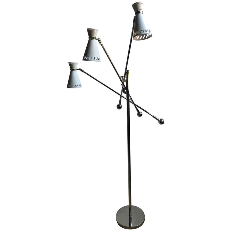 Modern Three-Arm Task Floor Lamp at 1stDibs