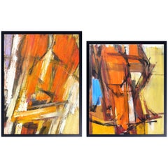 Pair of Vibrant, 1970s Abstract Paintings